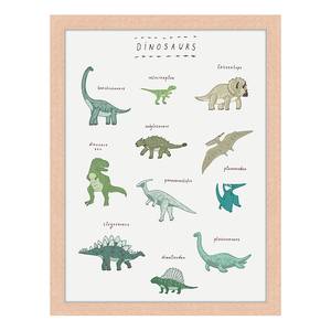 Quadro Dinosaurs Faggio massello / Vetro acrilico - Naturale - 33 x 43 cm