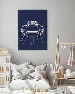 Tableau déco Sport Car Pin massif / Lin - Bleu foncé - 60 x 80 cm