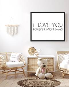 Tableau Déco I Love You Forever Always Hêtre massif / Plexiglas - Noir - 53 x 63 cm