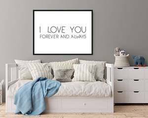 Tableau Déco I Love You Forever Always Hêtre massif / Plexiglas - Noir - 63 x 83 cm