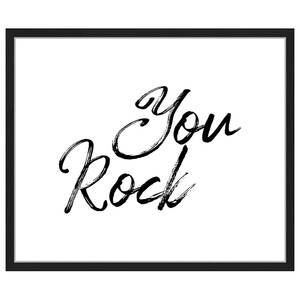 Tableau déco You Rock Hêtre massif / Plexiglas - Noir - 53 x 63 cm