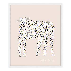 Quadro Cool Leopard Faggio massello / Vetro acrilico - Bianco - 53 x 63 cm