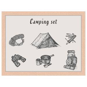 Afbeelding Camping Set massief beukenhout/acrylglas - naturel - 33 x 43 cm