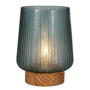 Tafellamp Glamour type A fineer van echt hout/gekleurd glas - 1 lichtbron - Turquoise
