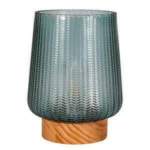 Tafellamp Glamour type A fineer van echt hout/gekleurd glas - 1 lichtbron - Turquoise