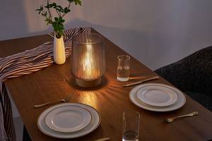 Tafellamp Glamour type A fineer van echt hout/gekleurd glas - 1 lichtbron - Taupe