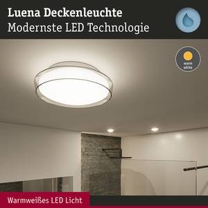 Deckenleuchte Luena Chrom / Klarglas - Silber / Weiß - 1-flammig - Durchmesser: 35 cm