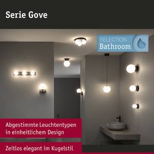 Plafondlamp Gove opaalglas/aluminium - 1 lichtbron - Zwart - Diameter: 12 cm