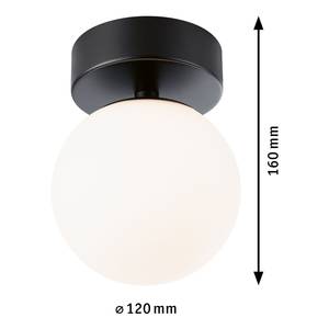 Plafondlamp Gove opaalglas/aluminium - 1 lichtbron - Zwart - Diameter: 12 cm