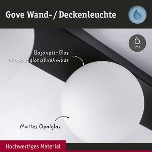 Wandlamp Gove Balken opaalglas/aluminium - 3 lichtbron - Zwart