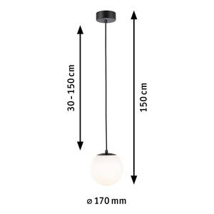 Hanglamp Gove opaalglas/aluminium - 1 lichtbron - Zwart