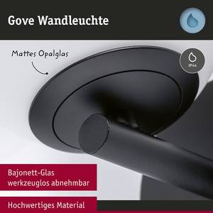 Wandleuchte Gove Opalglas / Aluminium - 1-flammig - Schwarz