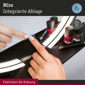 Badspiegel Miro Rund Aluminium - Schwarz - Tiefe: 12 cm