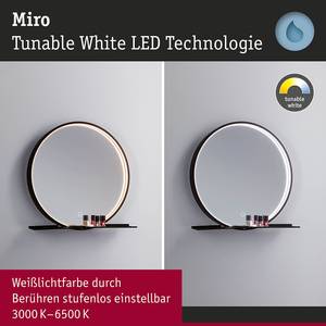Badspiegel Miro Rund Aluminium - Schwarz - Tiefe: 12 cm
