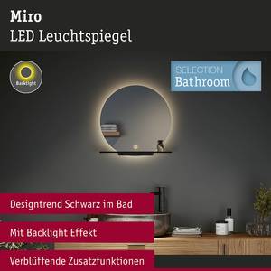 Specchio da bagno Rotondo Miro Alluminio - Nero - Profondità: 11 cm