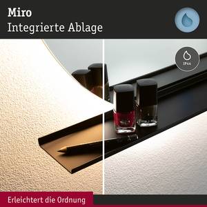 Badspiegel Miro Rund Aluminium - Schwarz - Tiefe: 11 cm