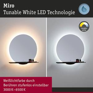 Badspiegel Miro Rund Aluminium - Schwarz - Tiefe: 11 cm