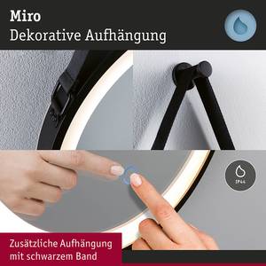 Specchio da bagno Miro con laccio Alluminio - Nero