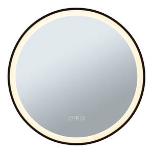 Miroir de salle de bain Mirra rond Aluminium - Noir