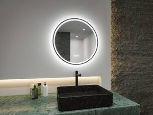 Miroir de salle de bain Mirra rond Aluminium - Noir