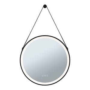 Miroir de salle de bain Mirra avec susp. Aluminium - Cuir / Noir