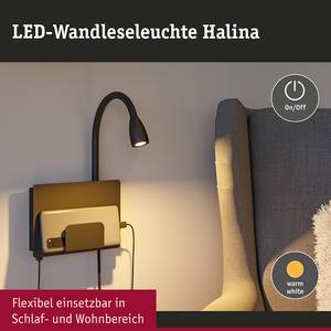 Wandleuchte Halina Aluminium - 1-flammig - Schwarz