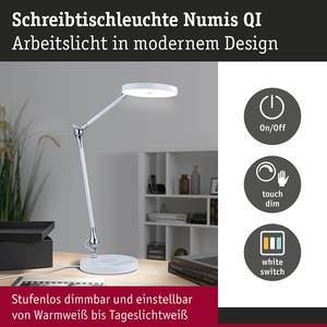 Tischleuchte Numis QI Aluminium - Weiß - 1-flammig