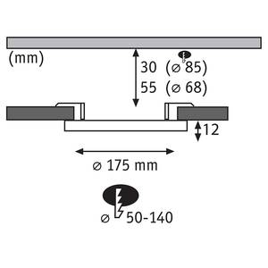 Plafonnier Areo 3 intensités rond Matière plastique - 1 ampoule - Chrome - Diamètre : 18 cm - Blanc neutre