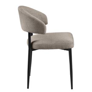 Chaises capitonnées Asbo - Lot de 2 Tissu structuré Badia: Gris