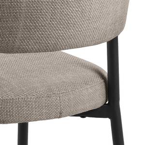 Chaises capitonnées Asbo - Lot de 2 Tissu structuré Badia: Gris