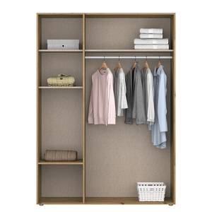 Draaideurkast Voyager met spiegel Grijs metallic / Eikenhouten Artisan look - Breedte: 140 cm - Met laden