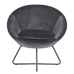 Loungefauteuil Eicken donkergrijs - Velours Vilda: Donkergrijs