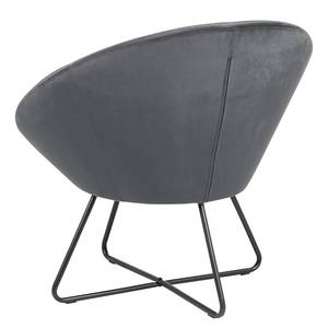 Loungefauteuil Eicken donkergrijs - Velours Vilda: Donkergrijs