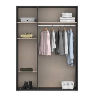 Armoire Voyager avec miroir Gris métallisé - Largeur : 140 cm - Sans tiroir