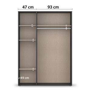 Draaideurkast Voyager met spiegel Metallic grijs - Breedte: 140 cm - Zonder lade