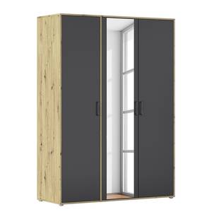 Armoire Voyager avec miroir Gris métallisé / Imitation chêne Artisan - Largeur : 140 cm - Sans tiroir