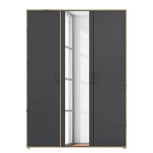 Draaideurkast Voyager met spiegel Grijs metallic / Eikenhouten Artisan look - Breedte: 140 cm - Zonder lade