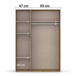 Drehtürenschrank Voyager mit Spiegel Graumetallic / Eiche Artisan Dekor - Breite: 140 cm - Ohne Schubladen