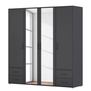 Armoire Voyager avec miroir Gris métallisé - Largeur : 187 cm - Avec tiroirs