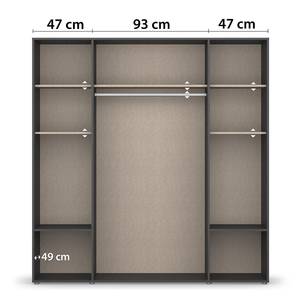 Armoire Voyager avec miroir Gris métallisé - Largeur : 187 cm - Avec tiroirs