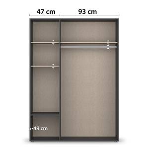 Armoire Voyager avec miroir Imitation chêne Artisan / Gris métallisé - Largeur : 140 cm - Sans tiroir