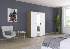 Armoire Voyager avec miroir Blanc alpin / Imitation chêne Artisan - Largeur : 140 cm - Sans tiroir