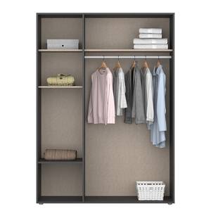 Drehtürenschrank Voyager mit Spiegel Eiche Artisan Dekor / Graumetallic - Breite: 140 cm - Mit Schubladen