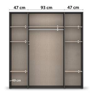 Drehtürenschrank Voyager mit Spiegel Eiche Artisan Dekor / Graumetallic - Breite: 187 cm - Ohne Schubladen