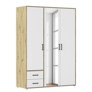 Armoire Voyager avec miroir Blanc alpin / Imitation chêne Artisan - Largeur : 140 cm - Avec tiroirs