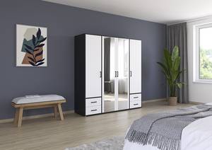 Armoire Voyager avec miroir Blanc alpin / Gris métallisé - Largeur : 187 cm - Avec tiroirs