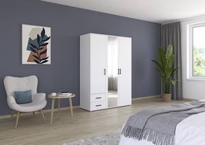 Armoire Voyager avec miroir Blanc alpin - Largeur : 140 cm - Avec tiroirs