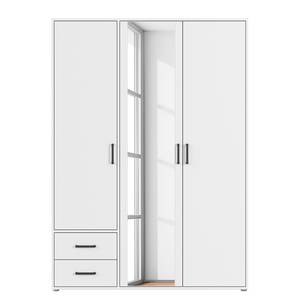 Armoire Voyager avec miroir Blanc alpin - Largeur : 140 cm - Avec tiroirs