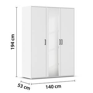 Armoire Voyager avec miroir Blanc alpin - Largeur : 140 cm - Sans tiroir