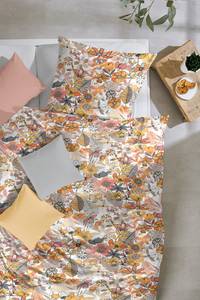 Parure de lit en percale Blumen Caramel / Orange - 135 x 200 cm